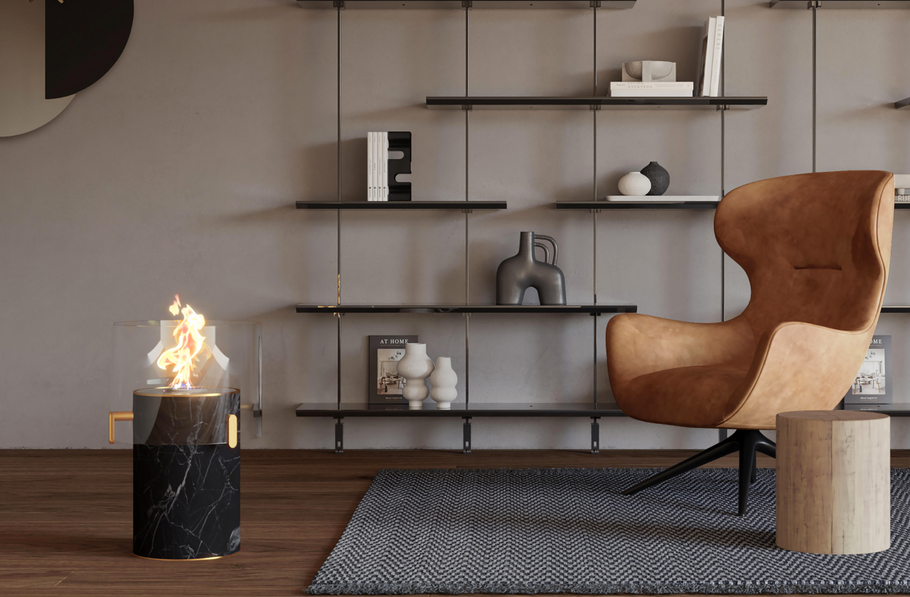 現代的なデザイン性を備えた暖炉「Designer Fireplaces」の、手軽に設置可能なモデル